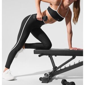 ALO Airlift High Waist Charger 7/8 Black Leggings with White Accents